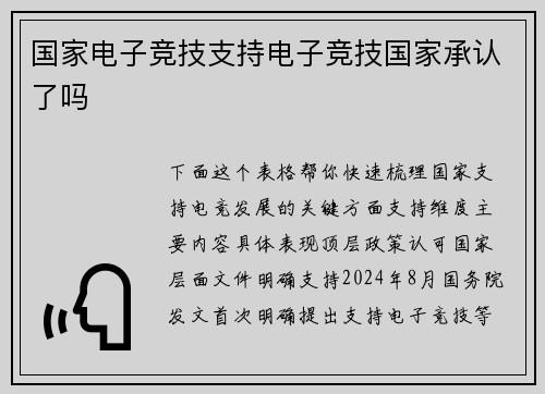 国家电子竞技支持电子竞技国家承认了吗